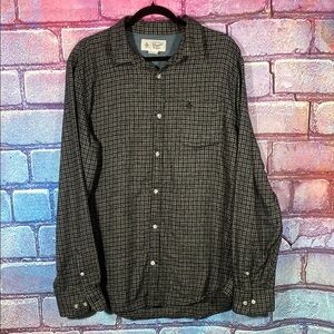 Original Penguin Shirt XL Houndstooth Black Gray Button-Up Checkered Casual